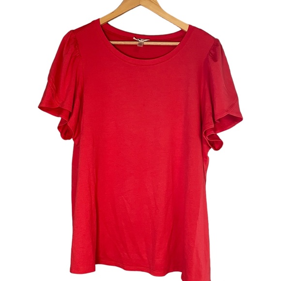 Cable & Gauge Tops Cable Gauge Sport Bright Red Flutter Sleeve